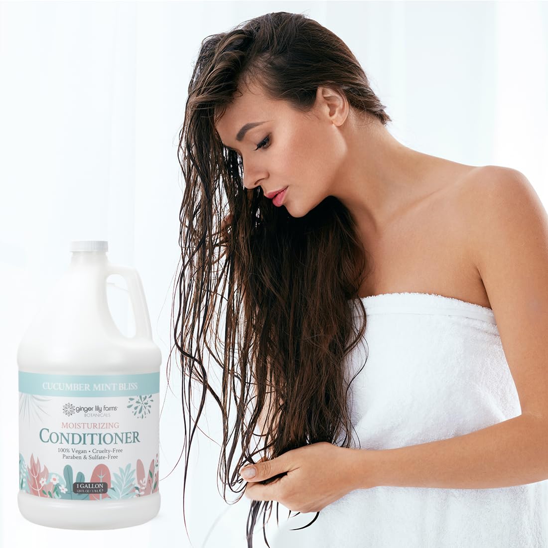 Ginger Lily Farms Botanicals Moisturizing Conditioner – Cucumber Mint Bliss, 1 Gallon Refill