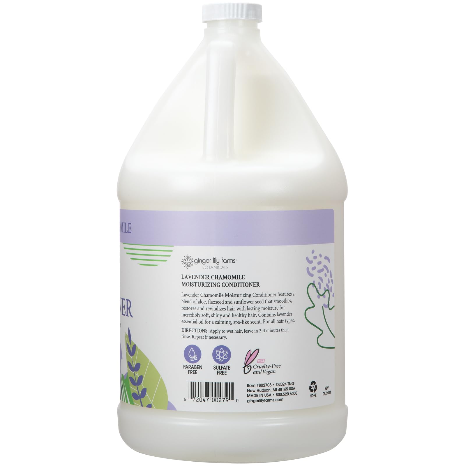 Ginger Lily Farms Botanicals Moisturizing Conditioner – Lavender Chamomile, 100% Vegan & Cruelty-Free, 1 Gallon Refill