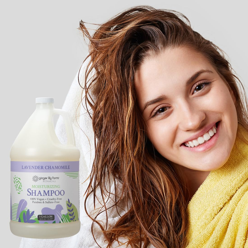 Ginger Lily Farms Botanicals Moisturizing Shampoo for All Hair Types – Lavender Chamomile, 1 Gallon Refill