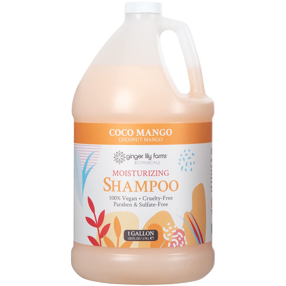 Ginger Lily Farms Botanicals Moisturizing Shampoo – Coco Mango, All Hair Types, 1 Gal Refill (Pack of 4)