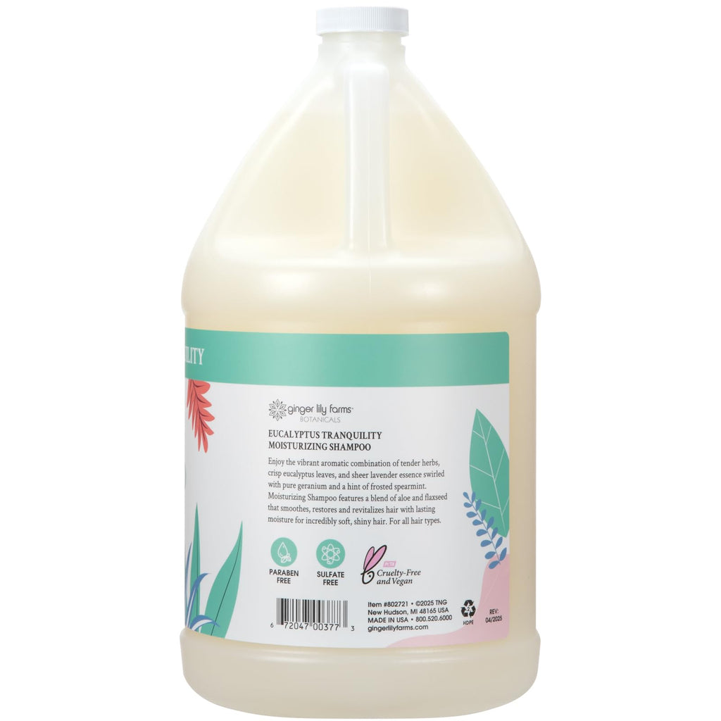 Ginger Lily Farms Botanicals Moisturizing Shampoo – Eucalyptus Tranquility, 1 Gal Refill (Vegan & Cruelty-Free)