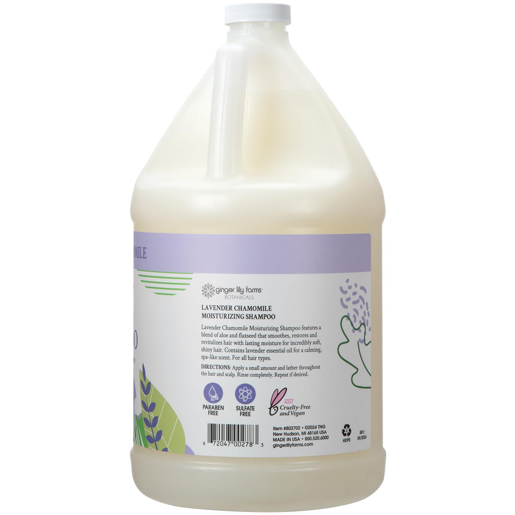 Ginger Lily Farms Botanicals Moisturizing Shampoo for All Hair Types – Lavender Chamomile, 1 Gallon Refill