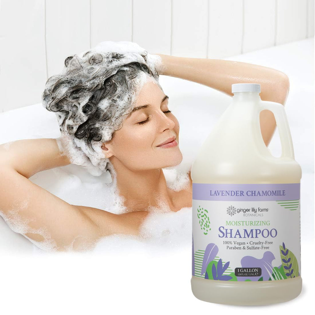 Ginger Lily Farms Botanicals Moisturizing Shampoo for All Hair Types – Lavender Chamomile, 1 Gallon Refill