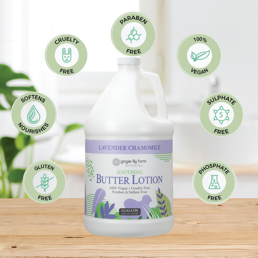 Ginger Lily Farms Botanicals Soothing Butter Lotion – Lavender Chamomile, 100% Vegan & Cruelty-Free, 1 Gallon Refill