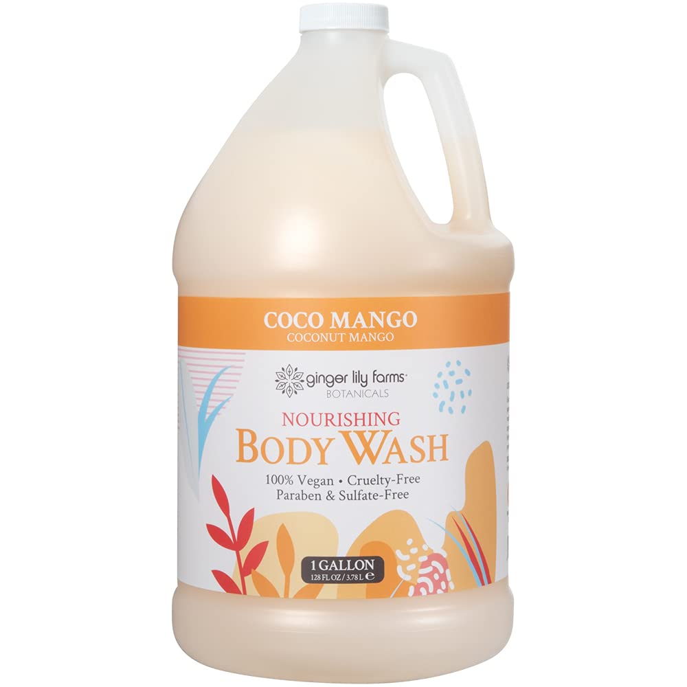 Ginger Lily Farms Botanicals Nourishing Body Wash Coco Mango – 1 Gallon Refill, Vegan & Cruelty-Free