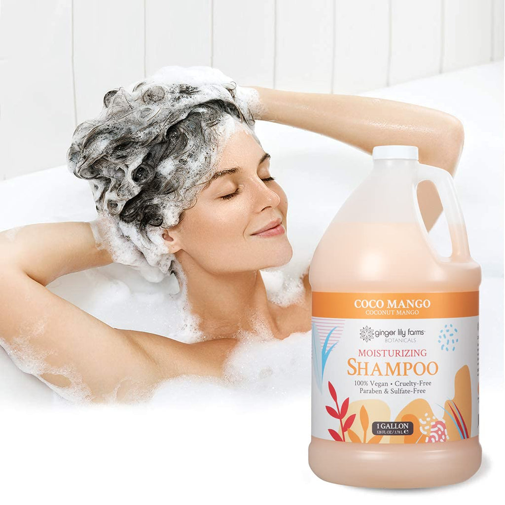 Ginger Lily Farms Botanicals Moisturizing Shampoo – Coco Mango, All Hair Types, 1 Gal Refill (Pack of 4)