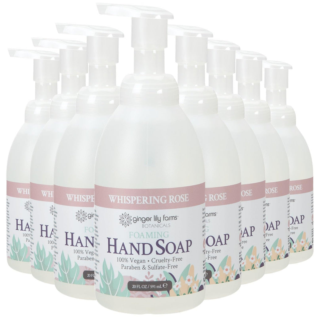 Ginger Lily Farms Botanicals All-Purpose Foaming Hand Soap Refill – 20 oz, 8-Pack, Vegan & Cruelty-Free, Whispering Rose
