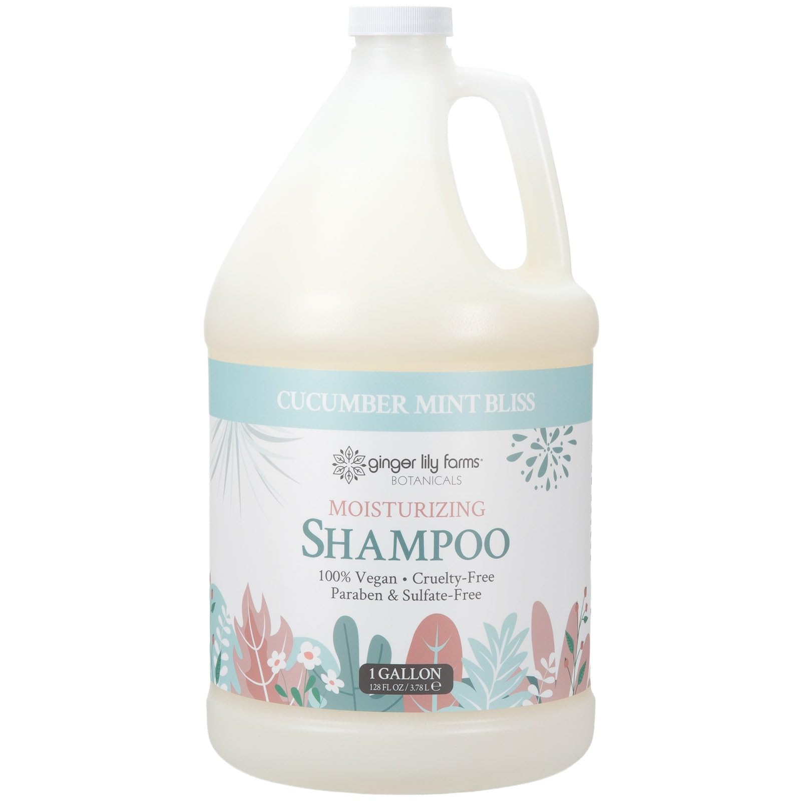Ginger Lily Farms Botanicals Moisturizing Shampoo – All Hair Types, Vegan & Cruelty-Free, Cucumber Mint Bliss, 1 Gallon Refill