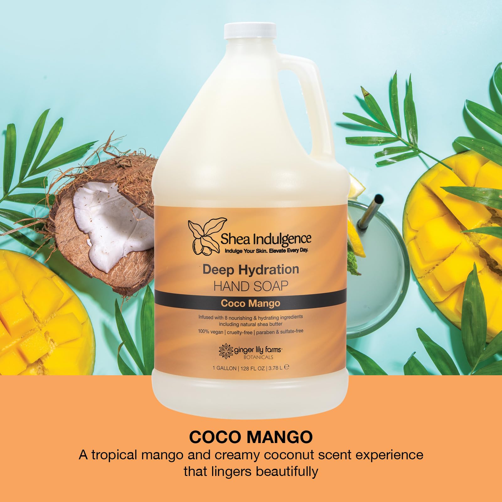 Ginger Lily Farms Botanicals Shea Indulgence Deep Hydration Hand Soap Refill – Coco Mango, 1 Gallon
