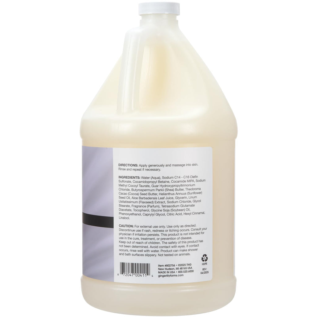 Ginger Lily Farms Botanicals Shea Indulgence Deep Hydration Body Wash – Lavender Chamomile, 1 Gallon, Vegan & Cruelty-Free