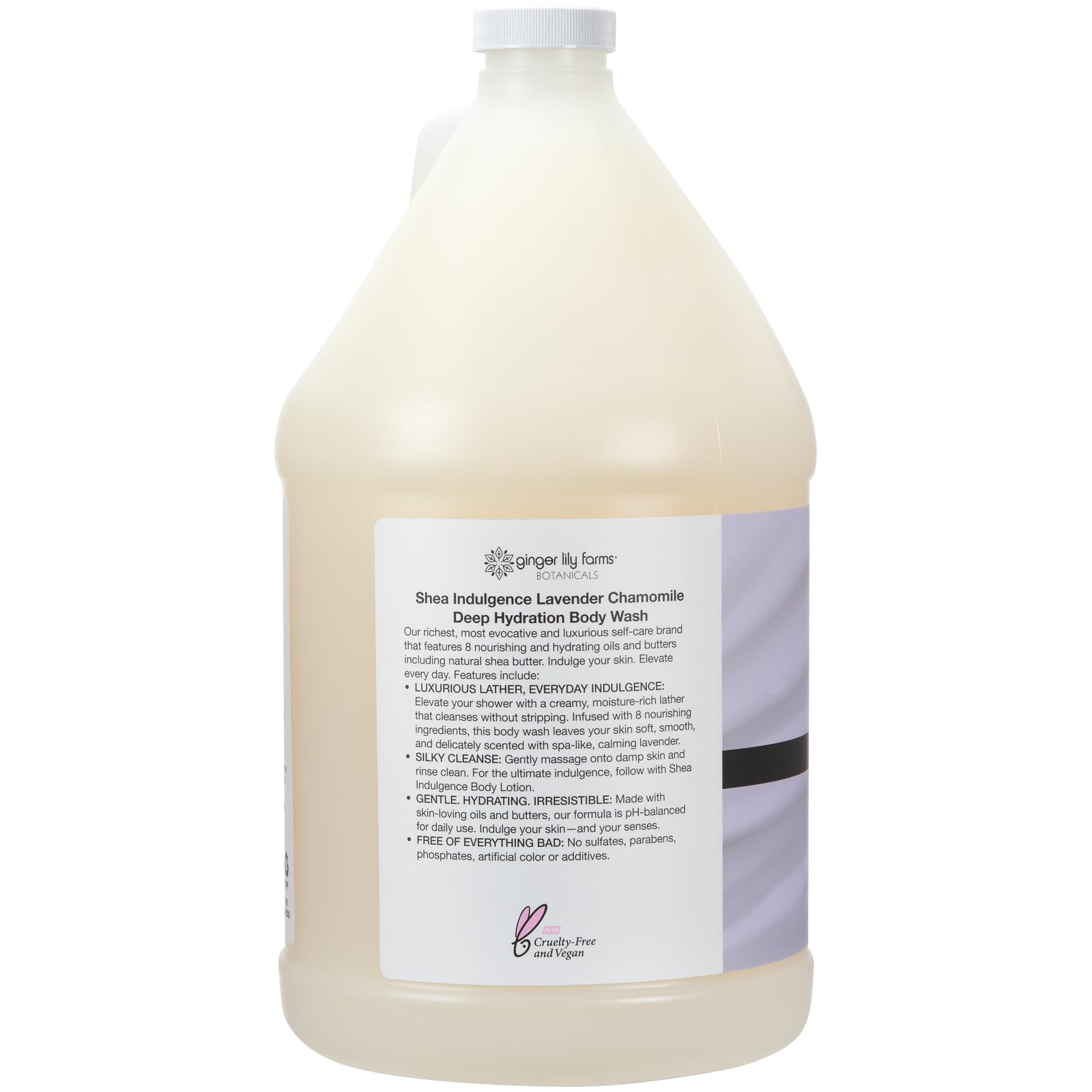 Ginger Lily Farms Botanicals Shea Indulgence Deep Hydration Body Wash – Lavender Chamomile, 1 Gallon, Vegan & Cruelty-Free