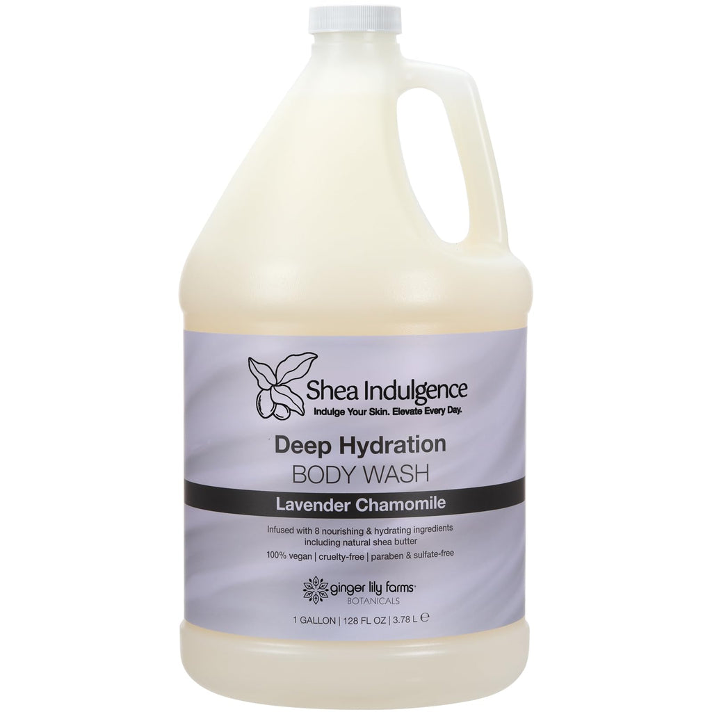 Ginger Lily Farms Botanicals Shea Indulgence Deep Hydration Body Wash – Lavender Chamomile, 1 Gallon, Vegan & Cruelty-Free