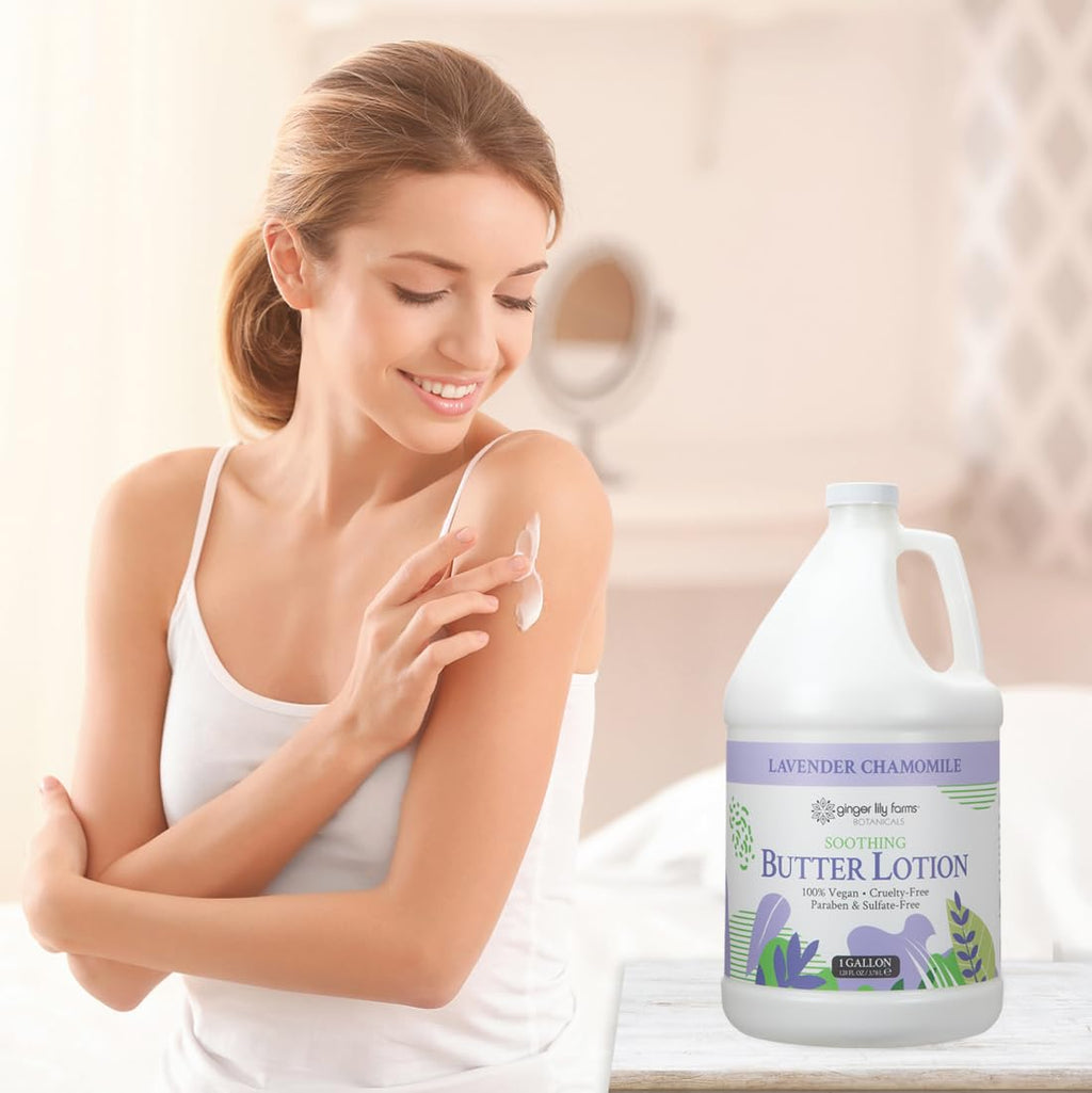 Ginger Lily Farms Botanicals Soothing Butter Lotion – Lavender Chamomile, 100% Vegan & Cruelty-Free, 1 Gallon Refill