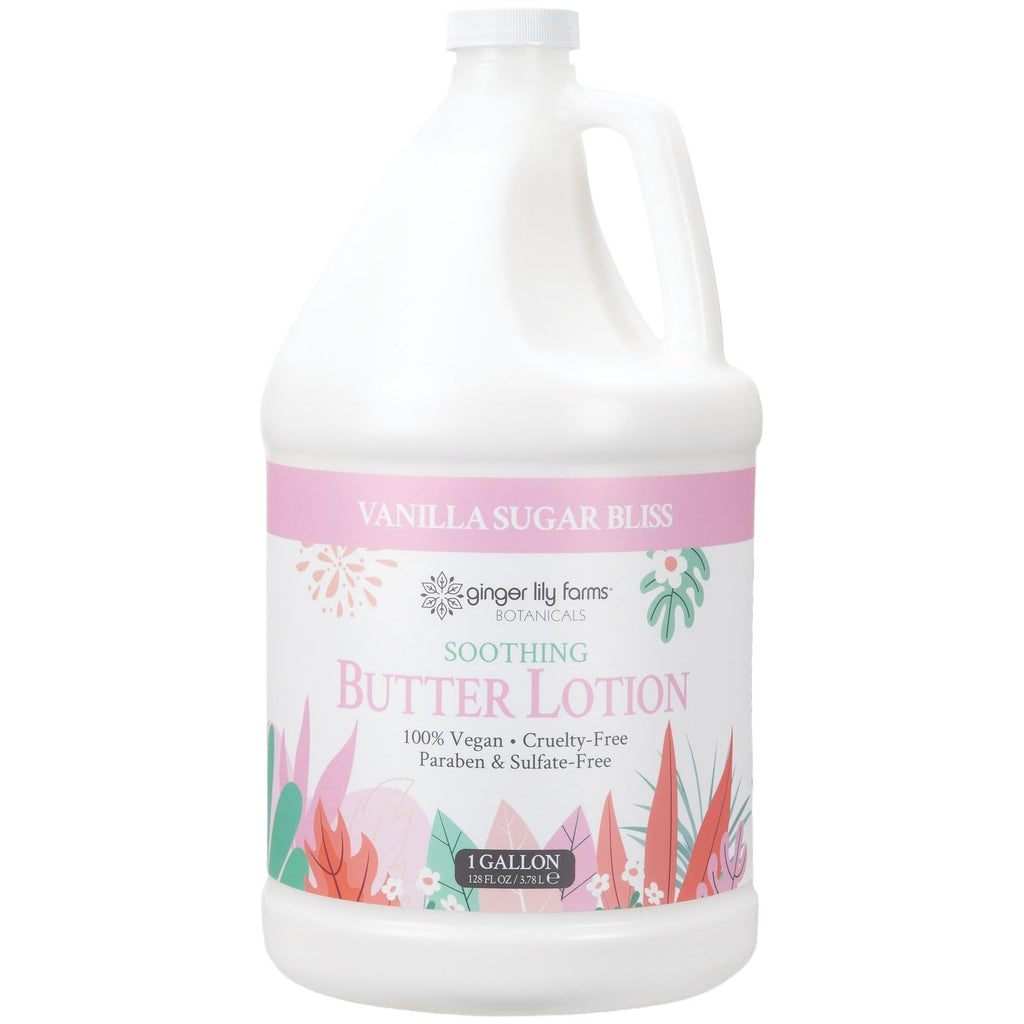 Ginger Lily Farms Botanicals Soothing Butter Lotion – 1 Gallon Refill, Vegan & Cruelty-Free, Vanilla Sugar Bliss