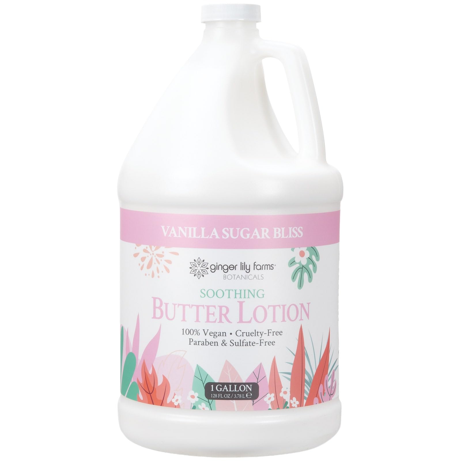 Ginger Lily Farms Botanicals Soothing Butter Lotion – 1 Gallon Refill, Vegan & Cruelty-Free, Vanilla Sugar Bliss