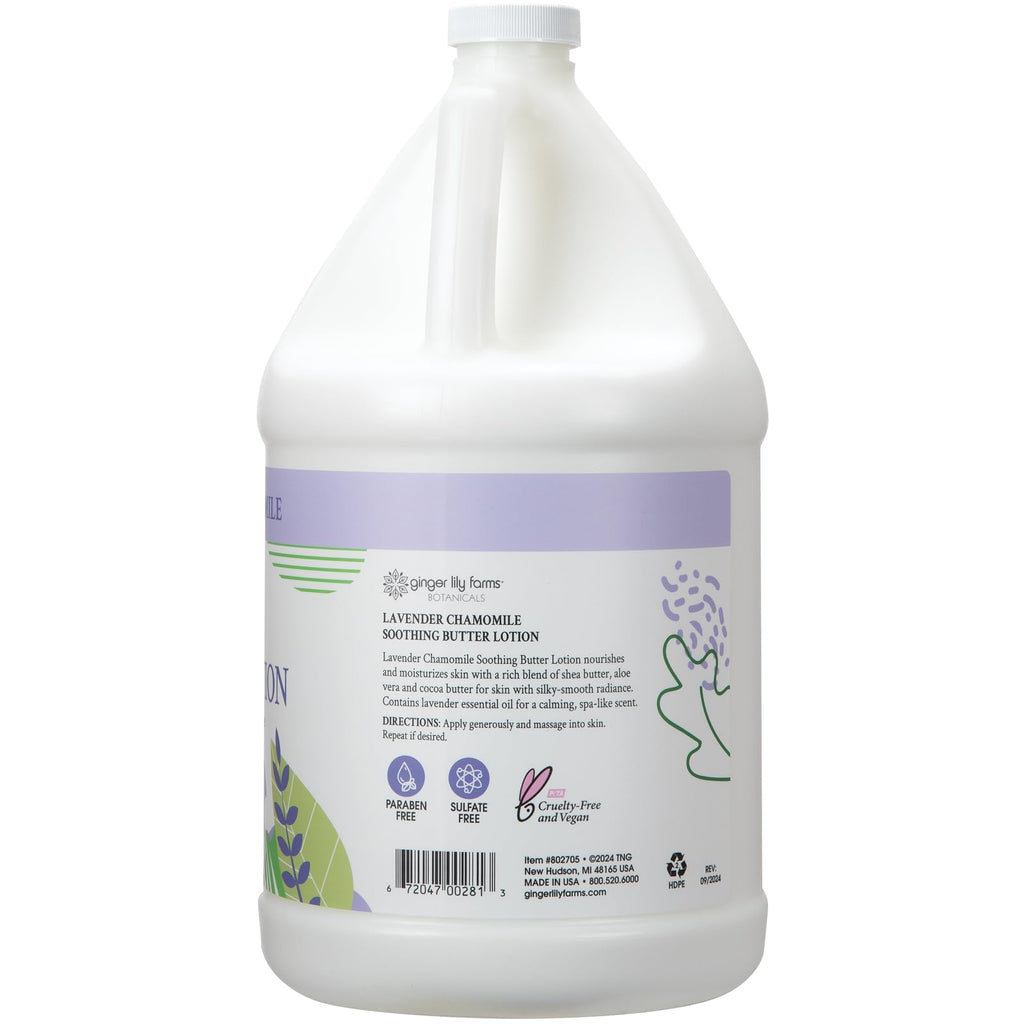 Ginger Lily Farms Botanicals Soothing Butter Lotion – Lavender Chamomile, 100% Vegan & Cruelty-Free, 1 Gallon Refill