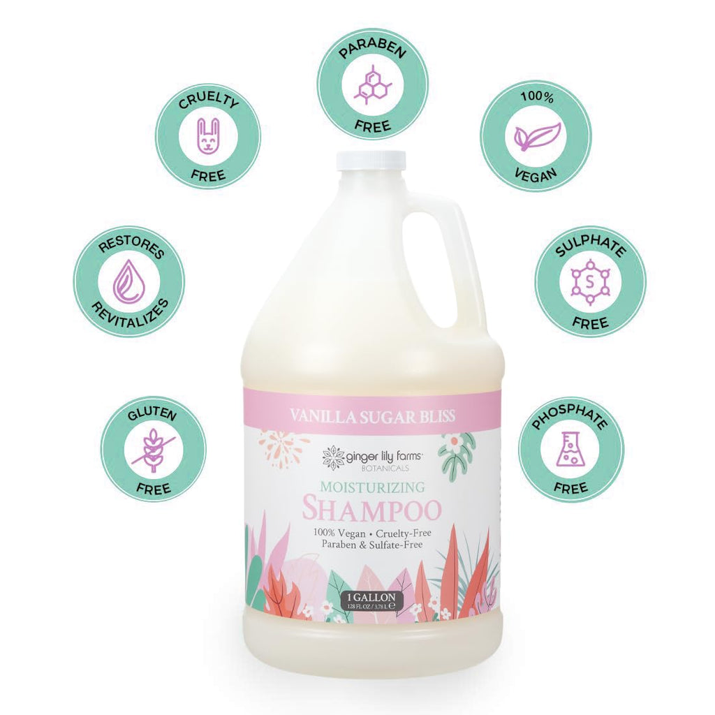 Ginger Lily Farms Botanicals Vanilla Sugar Bliss Moisturizing Shampoo – 1 Gallon Refill | Vegan & Cruelty-Free