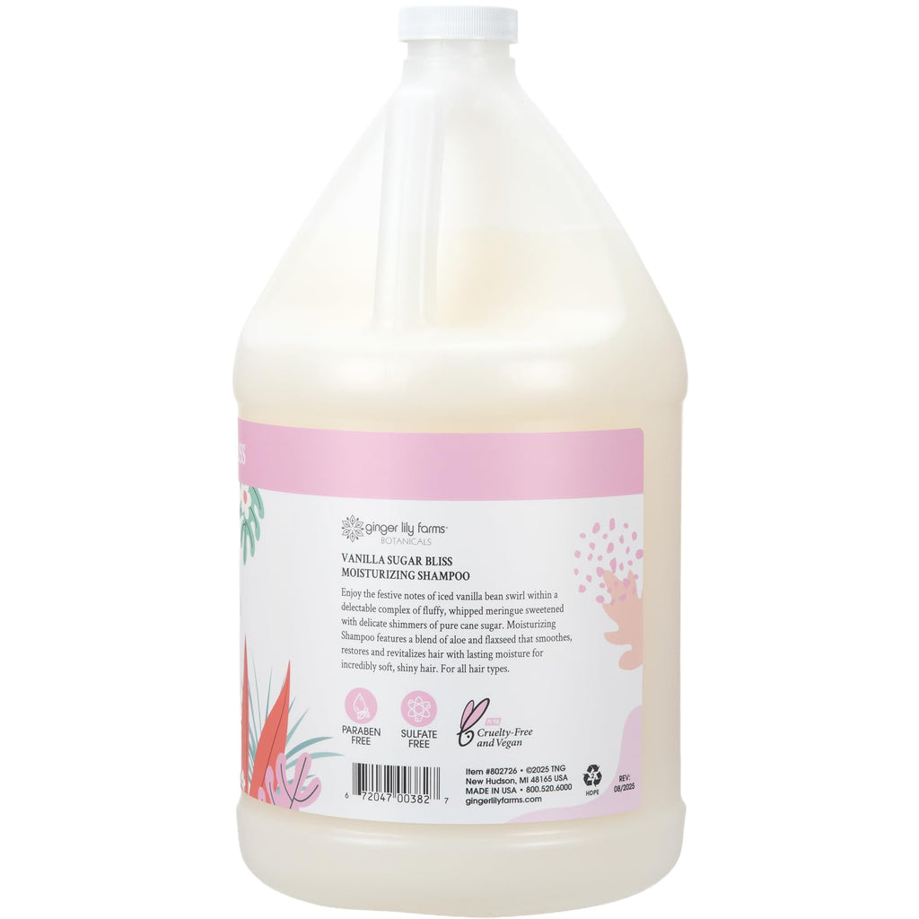 Ginger Lily Farms Botanicals Vanilla Sugar Bliss Moisturizing Shampoo – 1 Gallon Refill | Vegan & Cruelty-Free
