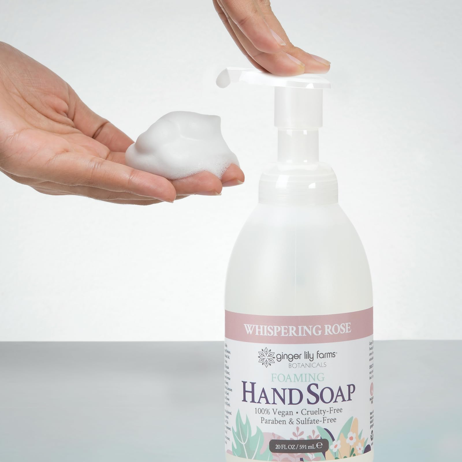 Ginger Lily Farms Botanicals All-Purpose Foaming Hand Soap Refill – 20 oz, 8-Pack, Vegan & Cruelty-Free, Whispering Rose