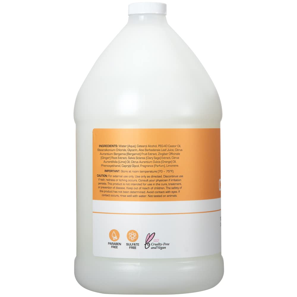 Ginger Lily Farms Club & Fitness Citrus Moisturizing Conditioner — 1 Gallon (Pack of 4) | 100% Vegan