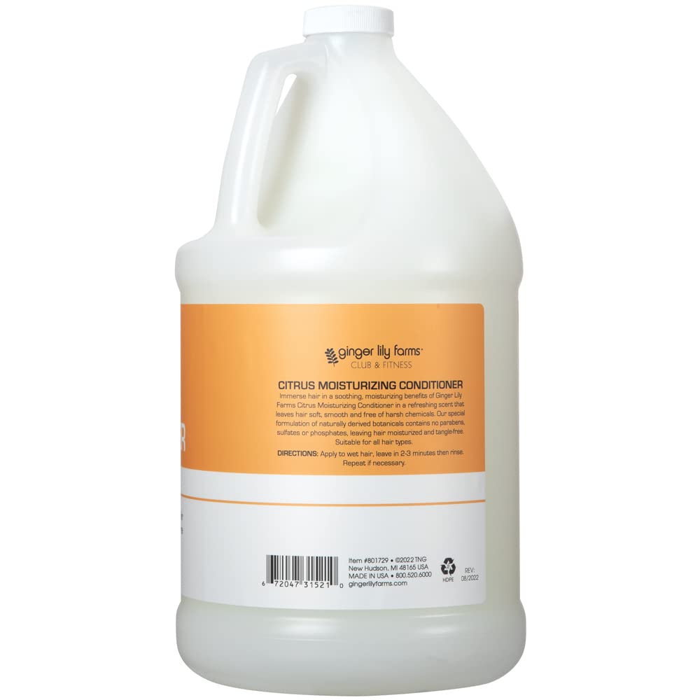 Ginger Lily Farms Club & Fitness Citrus Moisturizing Conditioner — 1 Gallon (Pack of 4) | 100% Vegan