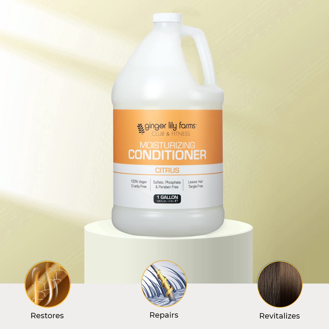 Ginger Lily Farms Club & Fitness Citrus Moisturizing Conditioner — 1 Gallon (Pack of 4) | 100% Vegan