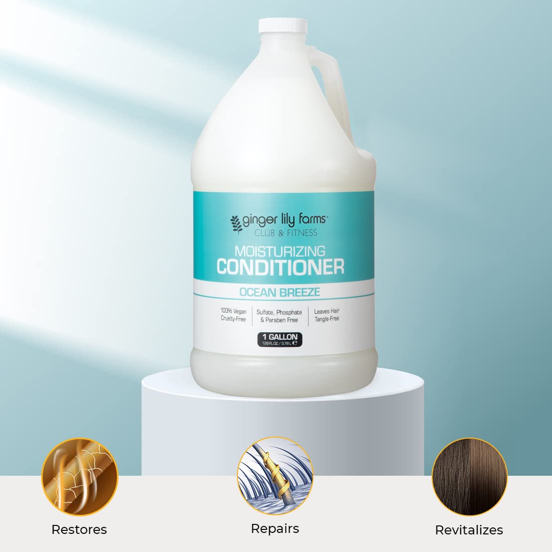 Ginger Lily Farms Club & Fitness Ocean Breeze Moisturizing Conditioner – 1 Gallon Refill, vegan & cruelty-free