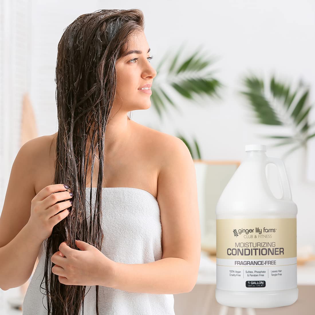 Ginger Lily Farms Club & Fitness Moisturizing Conditioner – Fragrance-Free, 1 Gallon Refill, Vegan & Cruelty-Free