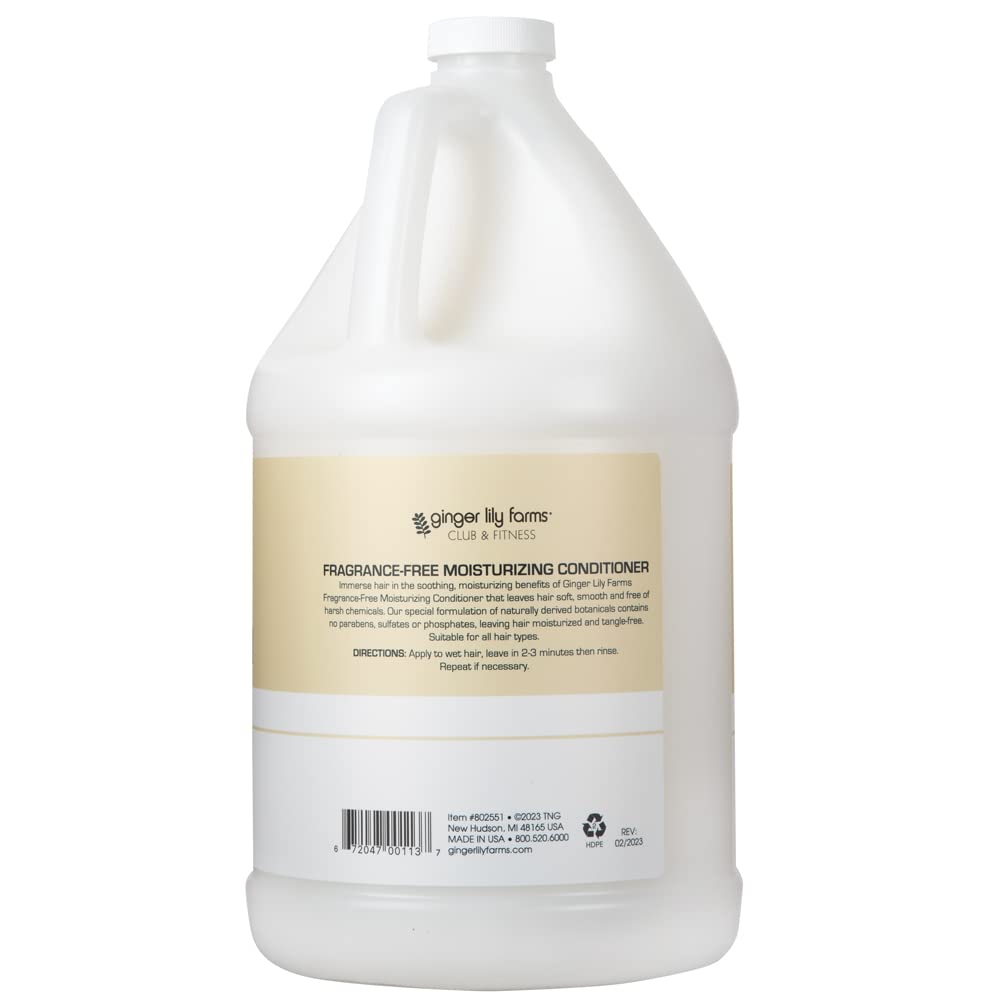 Ginger Lily Farms Club & Fitness Moisturizing Conditioner – Fragrance-Free, 1 Gallon Refill, Vegan & Cruelty-Free
