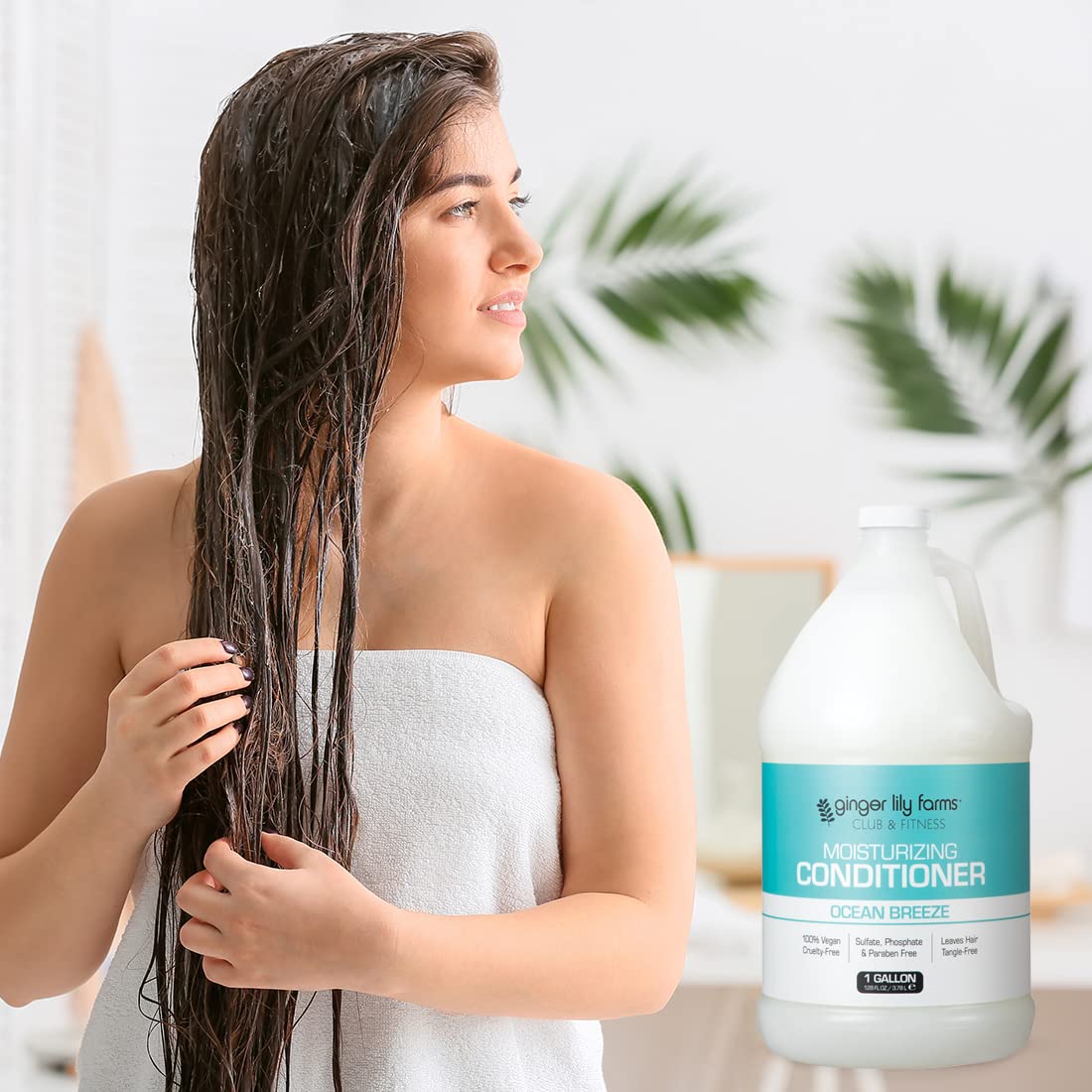 Ginger Lily Farms Club & Fitness Ocean Breeze Moisturizing Conditioner – 1 Gallon Refill, vegan & cruelty-free