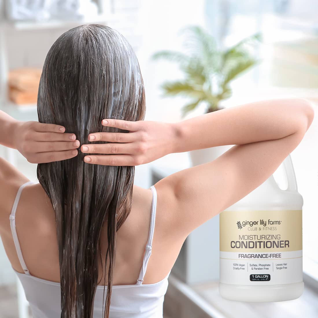Ginger Lily Farms Club & Fitness Moisturizing Conditioner – Fragrance-Free, 1 Gallon Refill, Vegan & Cruelty-Free