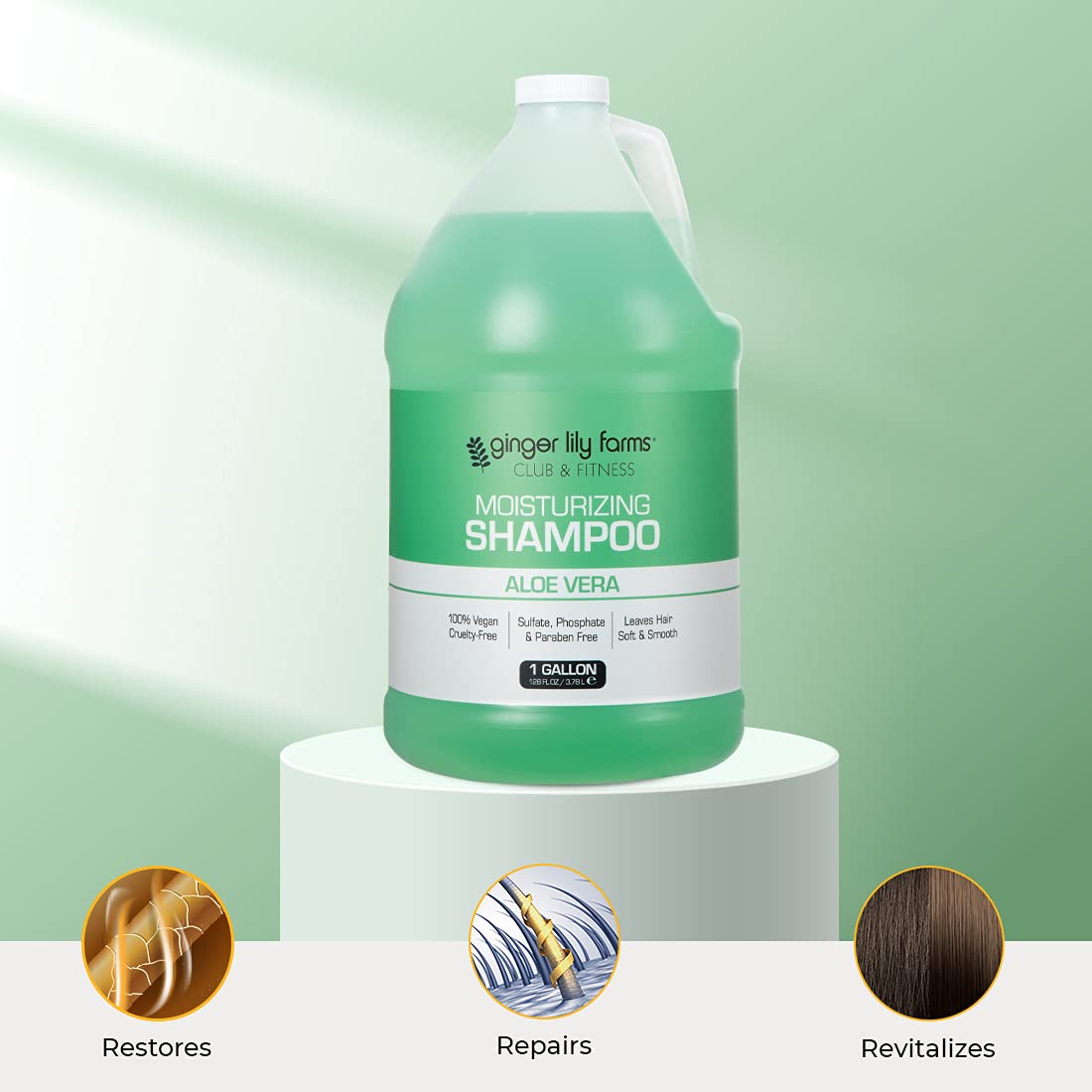 Ginger Lily Farms Club & Fitness Moisturizing Shampoo for All Hair Types – 1 Gallon Refill (Pack of 4) | Vegan & Cruelty-Free