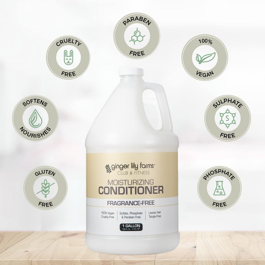 Ginger Lily Farms Club & Fitness Moisturizing Conditioner – Fragrance-Free, 1 Gallon Refill, Vegan & Cruelty-Free