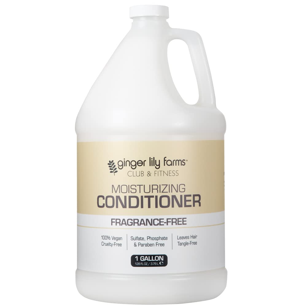 Ginger Lily Farms Club & Fitness Moisturizing Conditioner – Fragrance-Free, 1 Gallon Refill, Vegan & Cruelty-Free