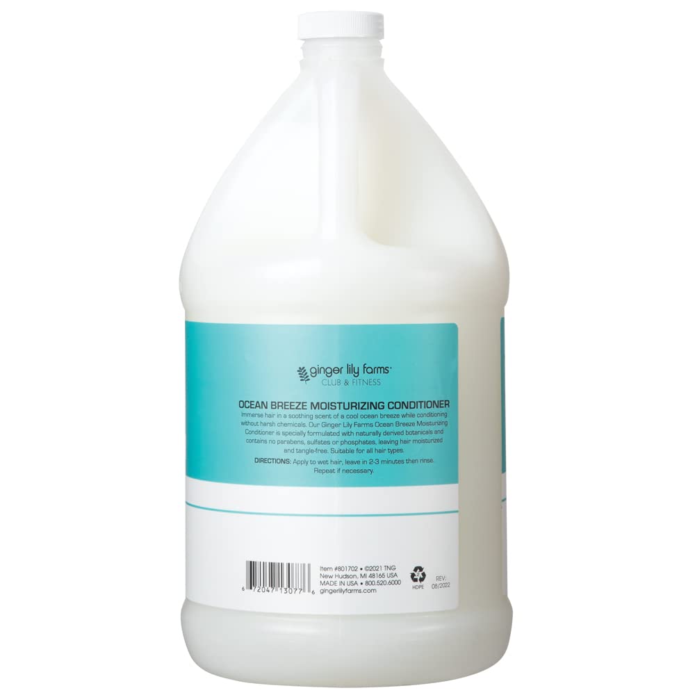 Ginger Lily Farms Club & Fitness Ocean Breeze Moisturizing Conditioner – 1 Gallon Refill, vegan & cruelty-free