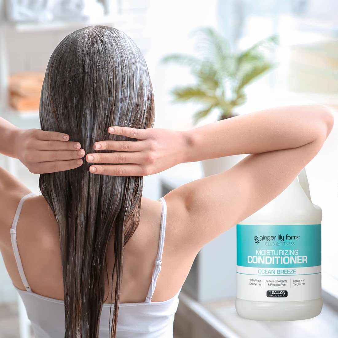 Ginger Lily Farms Club & Fitness Moisturizing Conditioner – 1 Gallon Refill Pack (Pack of 4) | Ocean Breeze, Vegan & Cruelty-Free