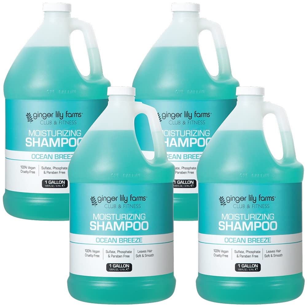 Ginger Lily Farms Club & Fitness Moisturizing Shampoo — All Hair Types, 1 Gal Refill (Pack of 4)