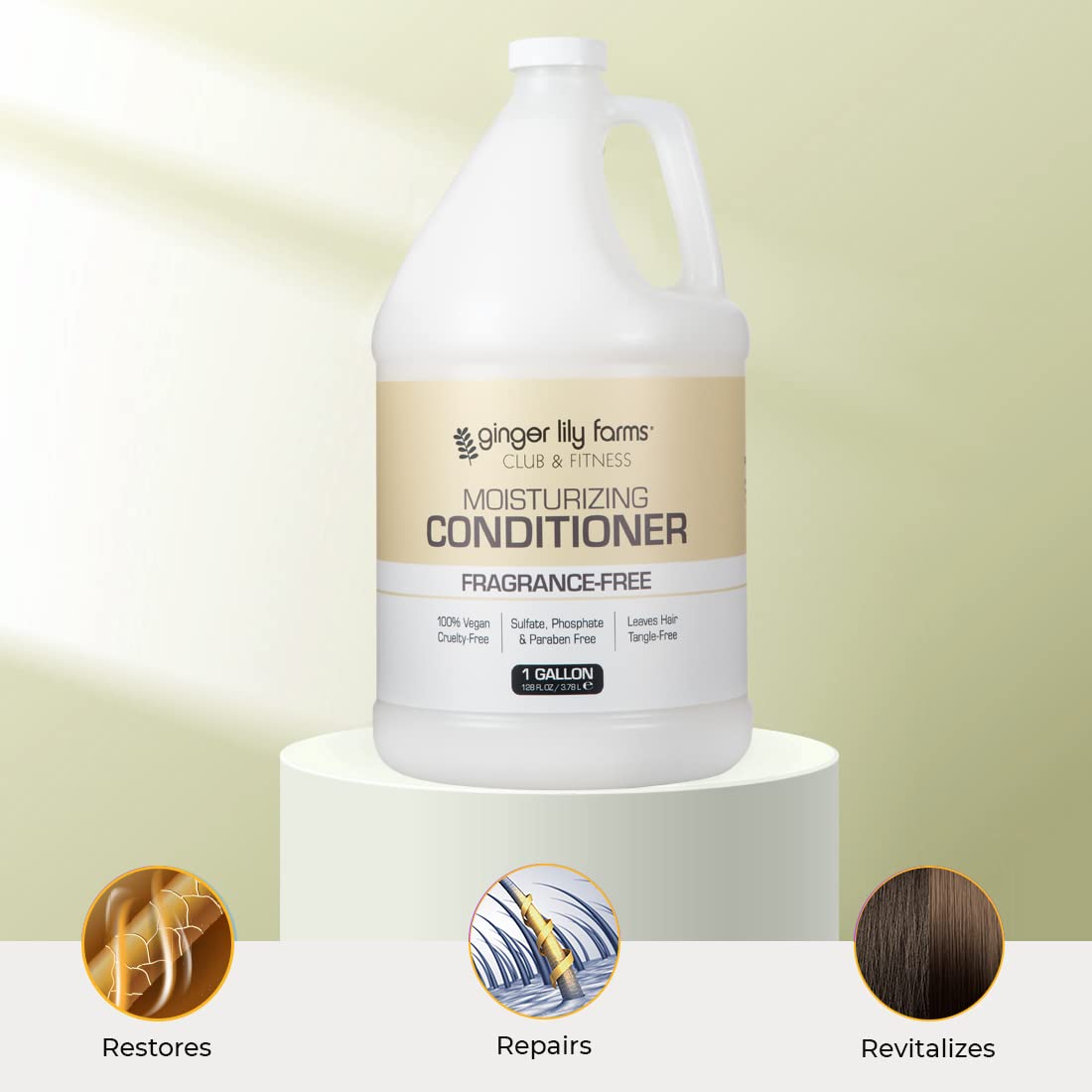 Ginger Lily Farms Club & Fitness Moisturizing Conditioner – Fragrance-Free, 1 Gallon Refill, Vegan & Cruelty-Free