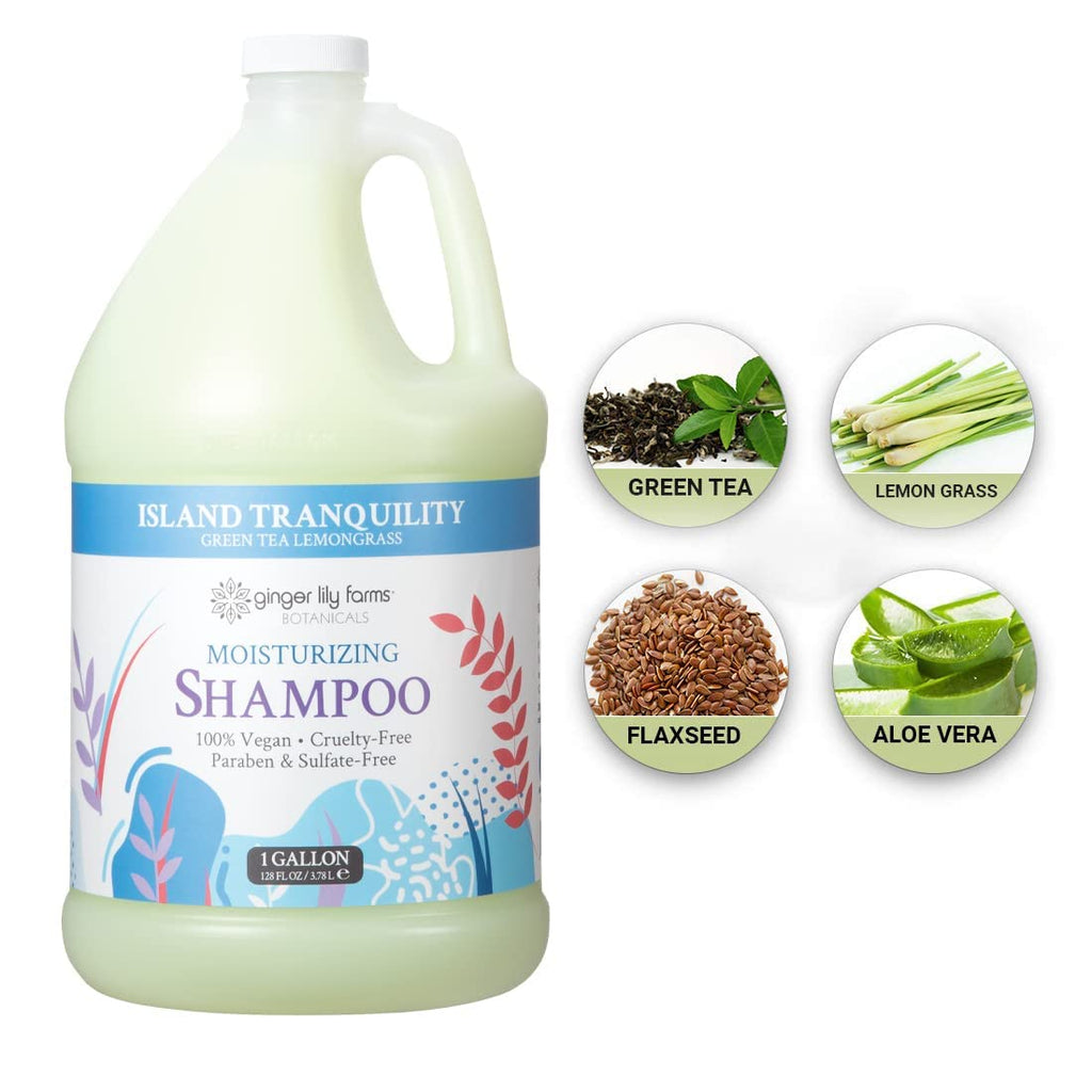 Ginger Lily Farms Botanicals Island Tranquility Moisturizing Shampoo – All Hair Types, 1 Gallon Refill (Pack of 4)