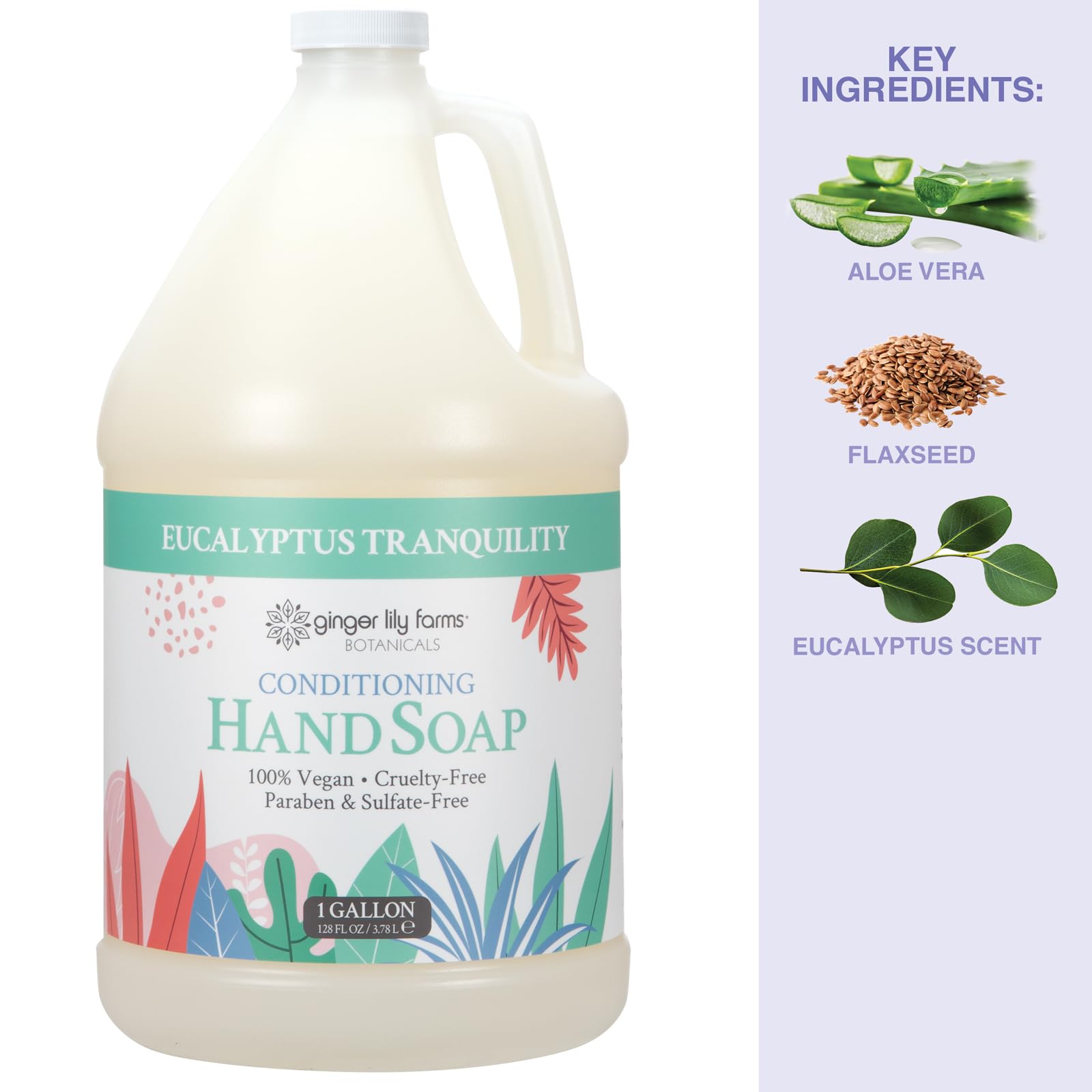 Ginger Lily Farms Botanicals Conditioning Hand Soap Refill – Eucalyptus Tranquility, 1 Gallon
