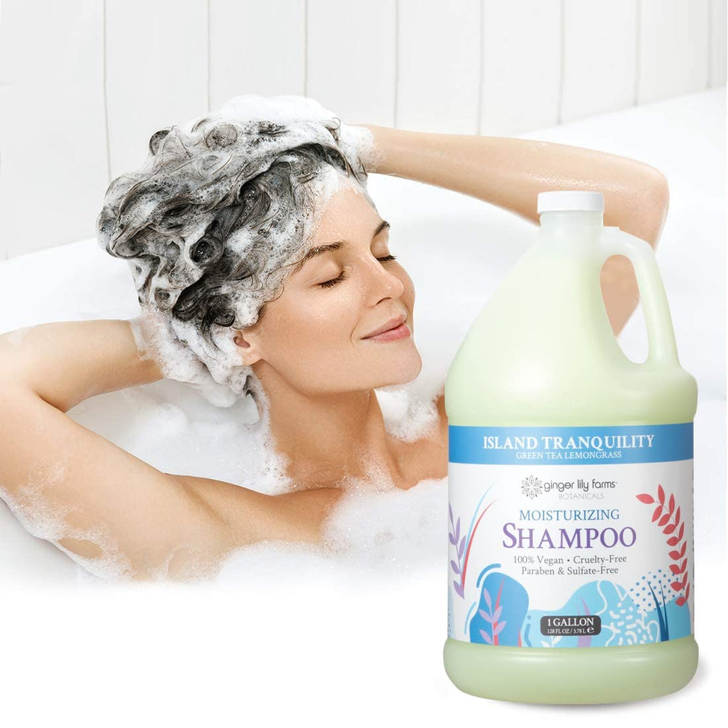 Ginger Lily Farms Botanicals Island Tranquility Moisturizing Shampoo – All Hair Types, 1 Gallon Refill (Pack of 4)