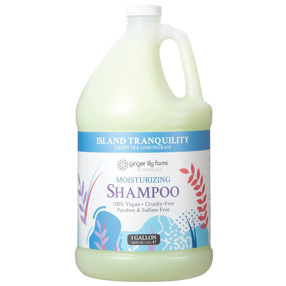 Ginger Lily Farms Botanicals Island Tranquility Moisturizing Shampoo – All Hair Types, 1 Gallon Refill (Pack of 4)