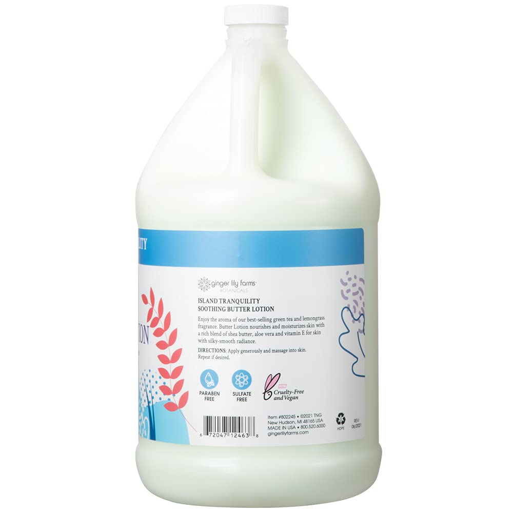 Ginger Lily Farms Botanicals Soothing Butter Lotion – Island Tranquility, 1 Gallon Refill, Vegan & Cruelty-Free