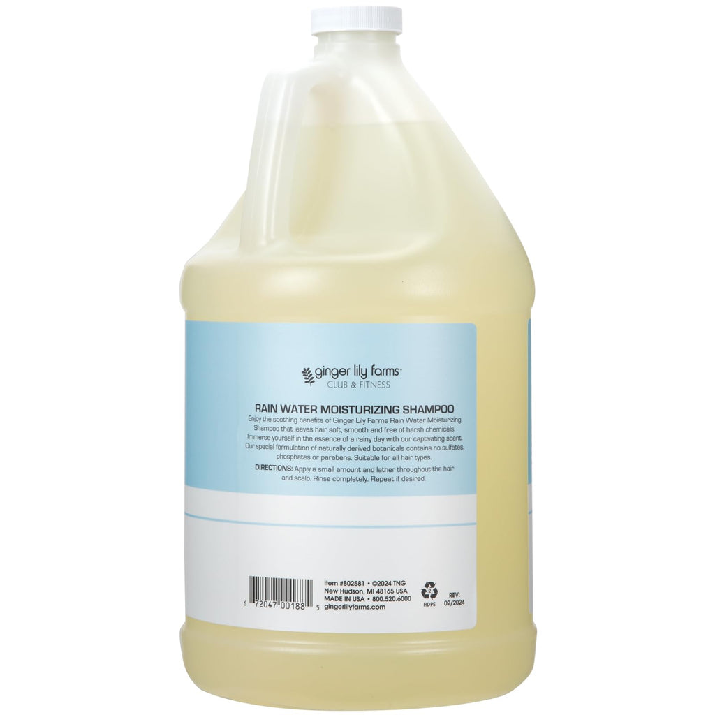 Ginger Lily Farms Club & Fitness Moisturizing Shampoo – All Hair Types, 1 Gallon Refill, Vegan & Cruelty-Free