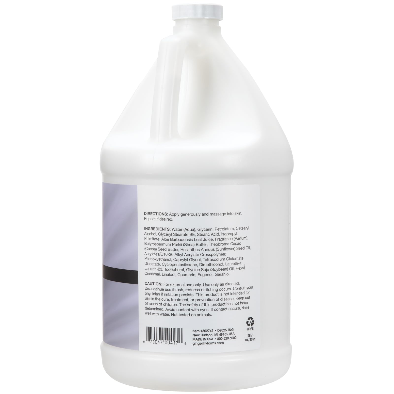 Ginger Lily Farms Shea Indulgence 24H Deep Hydration Body Lotion – Lavender Chamomile, 1 Gal Refill