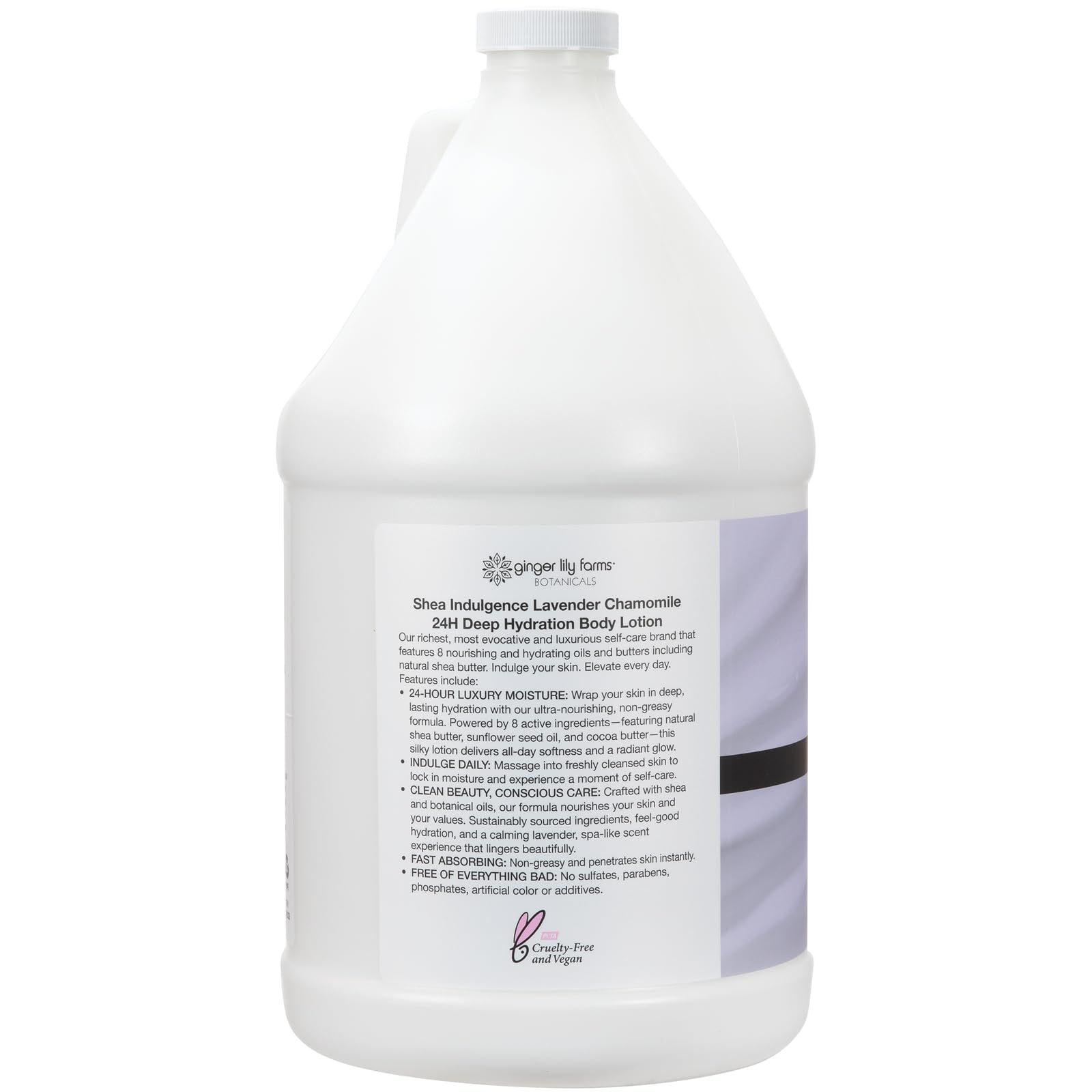 Ginger Lily Farms Shea Indulgence 24H Deep Hydration Body Lotion – Lavender Chamomile, 1 Gal Refill