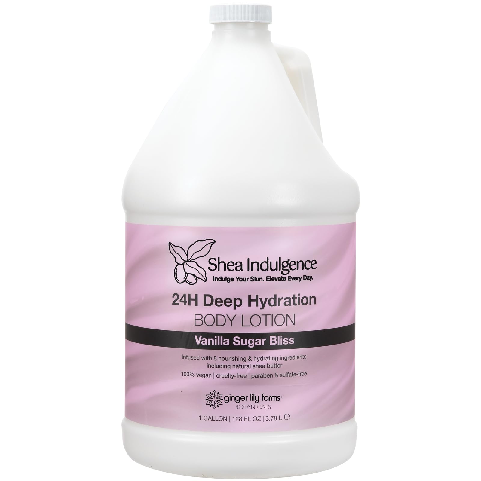 Ginger Lily Farms Shea Indulgence 24H Deep Hydration Body Lotion – Vanilla Sugar Bliss, 1 Gallon Refill