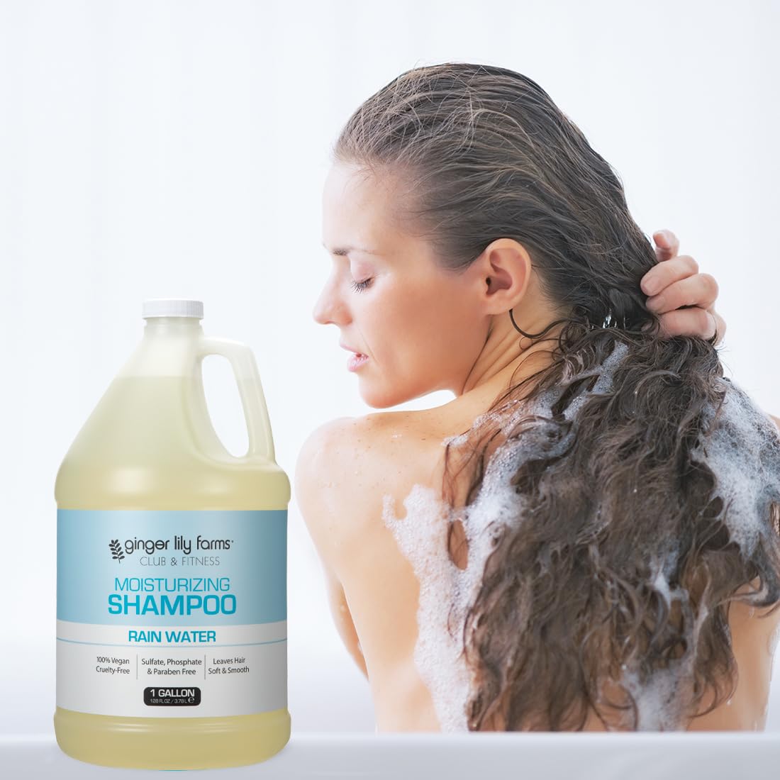 Ginger Lily Farms Club & Fitness Moisturizing Shampoo – All Hair Types, 1 Gallon Refill, Vegan & Cruelty-Free