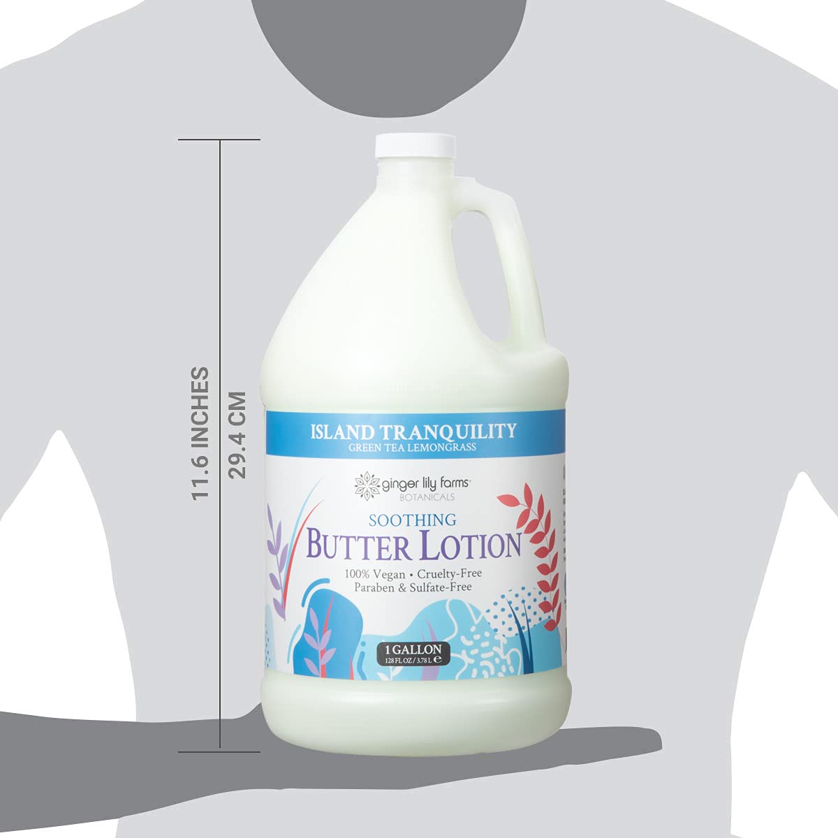 Ginger Lily Farms Botanicals Soothing Butter Lotion – Island Tranquility, 1 Gallon Refill, Vegan & Cruelty-Free
