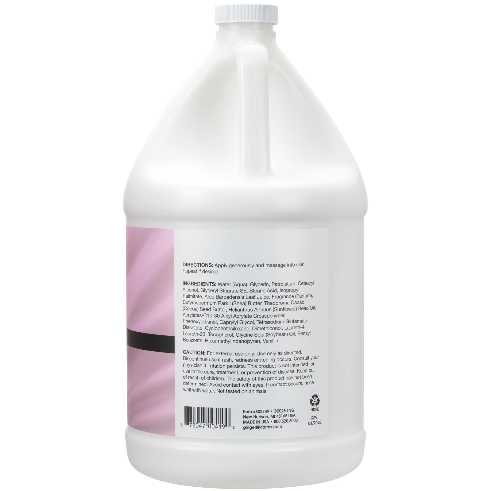 Ginger Lily Farms Shea Indulgence 24H Deep Hydration Body Lotion – Vanilla Sugar Bliss, 1 Gallon Refill
